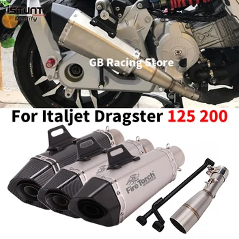 For Italjet Dragster 125 200 Motorcycle Systems Exhaust Escape Moto Modified Mid Link Pipe Special Accessories With Muffler