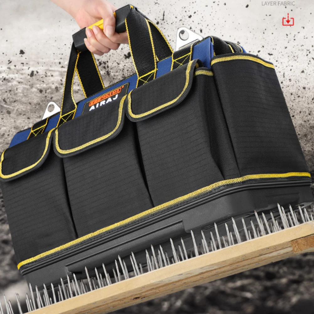 small tool pouch Multi-type Tool Bag 1680D Oxford Cloth Electrician Bag Wide Mouth Tool Bag Waterproof Storage Bag for Wrench Screwdrivers Nails rolling tool bag