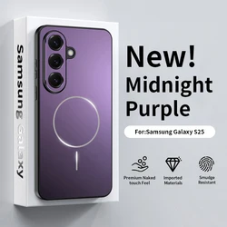 Luxury Slim Plating Glossy Matte Hard Case with Soft Silicone Frame & Magsafe Compatibility - Galaxy S23+ (Purple)