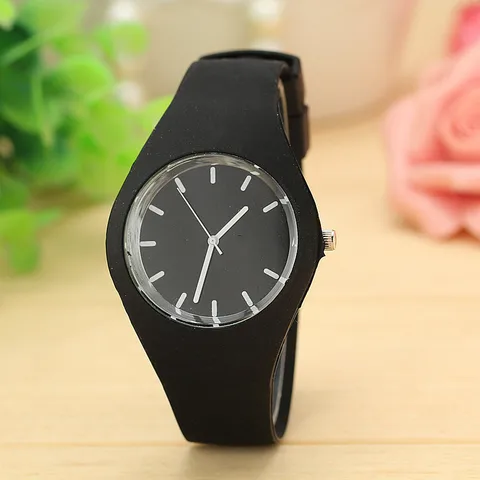 Watch Women Cream Color Ultra-thin Fashion Gift Silicone Strap Leisure Watch Geneva Sport Wristwatch Women's Jelly Watches