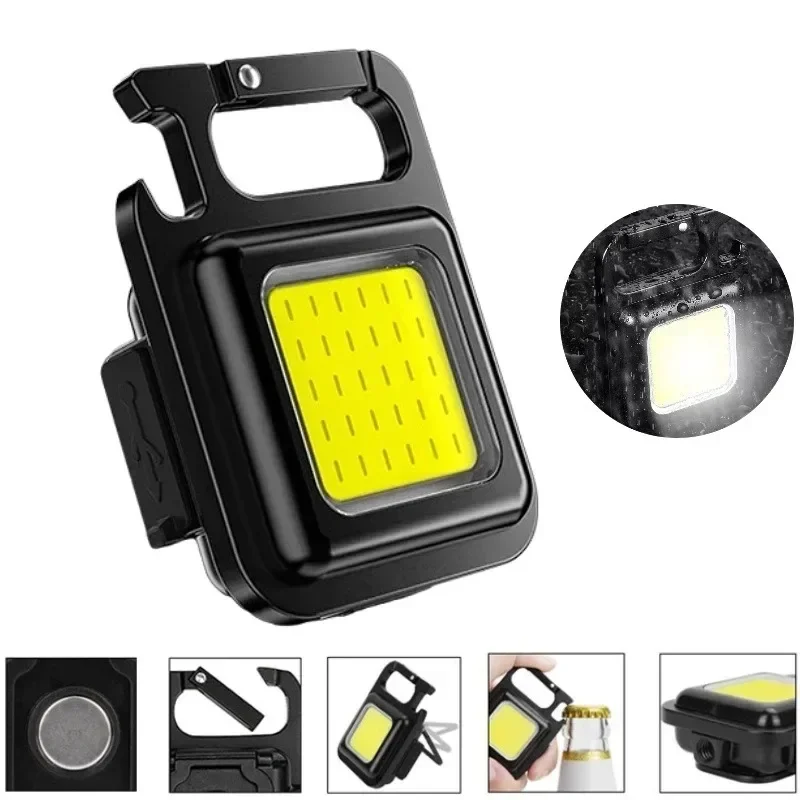 Portable Flashlight Portable Camping Light Led Light Mini LED 100-800LM Flashlight Keychain Multifunctional Portable COB Camping Lamps USB Charging Work Lights Fishing Lanterna