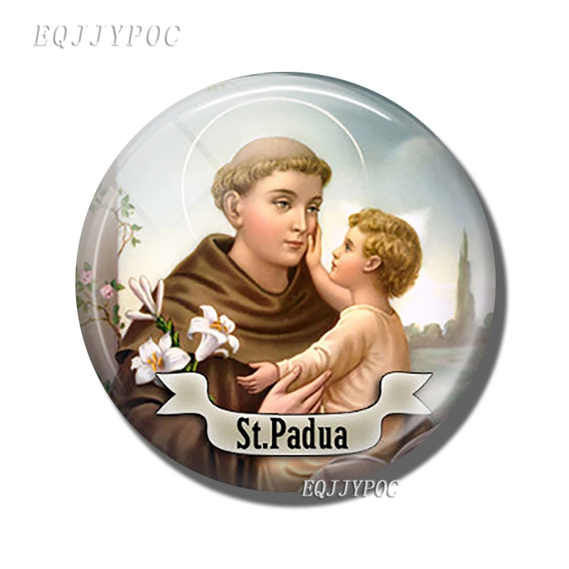 

St Anthony of Padua Glass Dome Magnetic Refrigerator Sticker Note Holder 30MM Fridge Magnet Saint Religious Gift Home Decoration