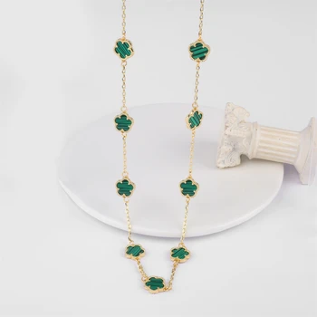 여성용 5 잎 꽃 목걸이, 쉘 금속 4 클로버 스웨터 체인, 럭셔리 주얼리 도매, 새로운 디자인