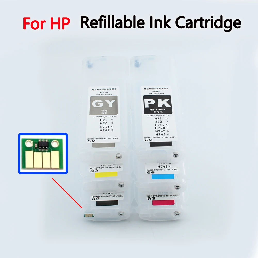 HP72 Bulk Ciss Refillable Ink Cartridge With Permanent Chip 280ML For HP Designjet T790 T795 T1100 T1300 T2300 T1120 Printers