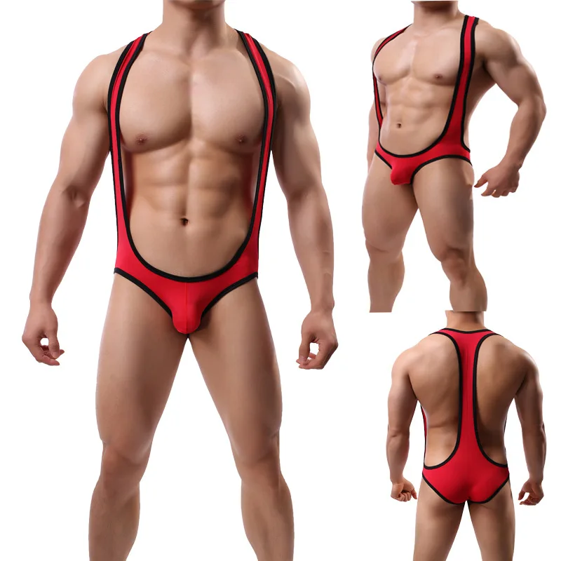 Men's Shapewear Bodysuit Ice Silk One-Piece Underwear Briefs Men's Topless Bodysuit Fashion Male body Slimming Sexy Bodysuit