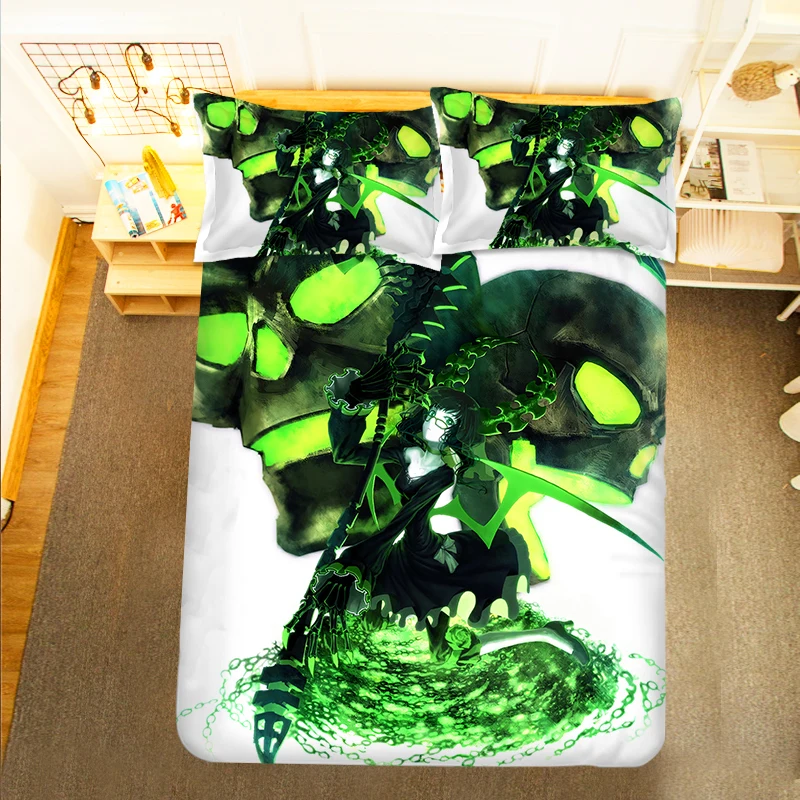 oversized king comforter Black Rock Shooter Anime 3PCS Duvet Cover Sets Cartoon Bedding Children Room Pillow Case satin sheets Bedding Sets