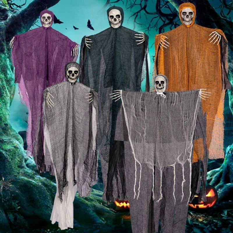

Set of 5 Halloween Skull Hanging for Indoor and Outdoor Decoration Create a Spooky with Designs