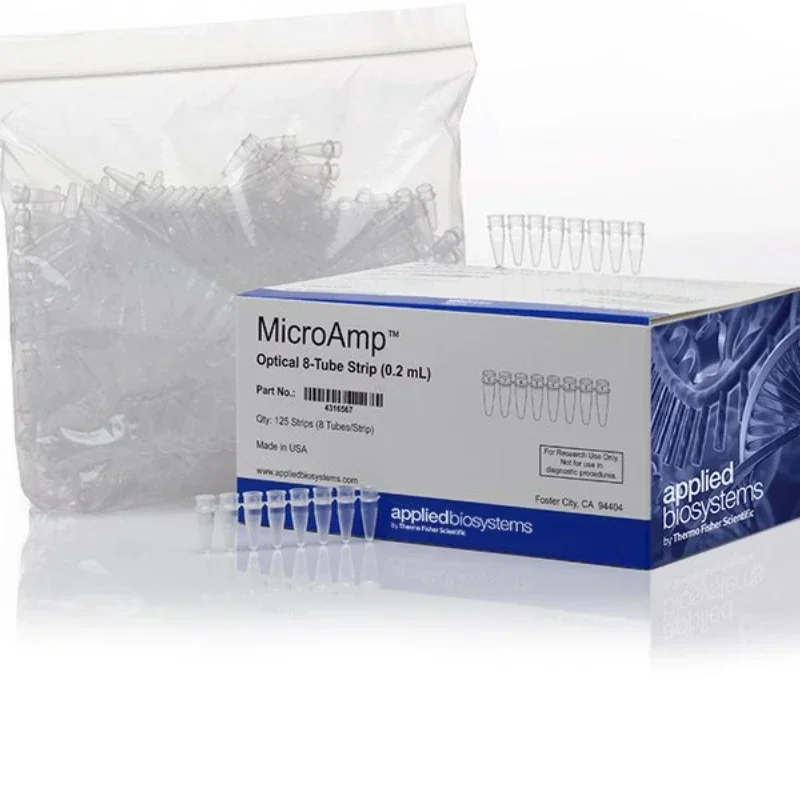 125 Strip Fast Reaction Tubes(8 Tubes/strip) ABI 0.1/0.2ml Lab Fluorescent Quantitative PCR Tubes