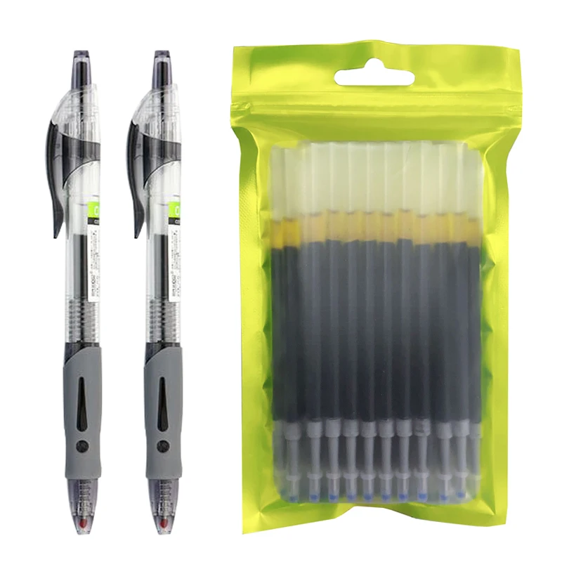 Gel Pen Refills 32Pcs/Lot Retractable Gel Pen Refills Set 0.5mm Black/blue/Red Gel Ink replaceme Press Pen For School Office Writing Stationery