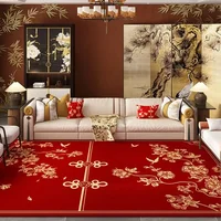 Red Simple Luxury Carpet for Living Room Chinese Style Decoration Home Bedroom Carpets Area Rug Non-slip Dining Room Mat Bedside 2