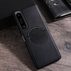 Luxury PU Leather Wireless Charging Magnetic Shockproof Case - Premium Back Cover for xperia 5 III (Black)