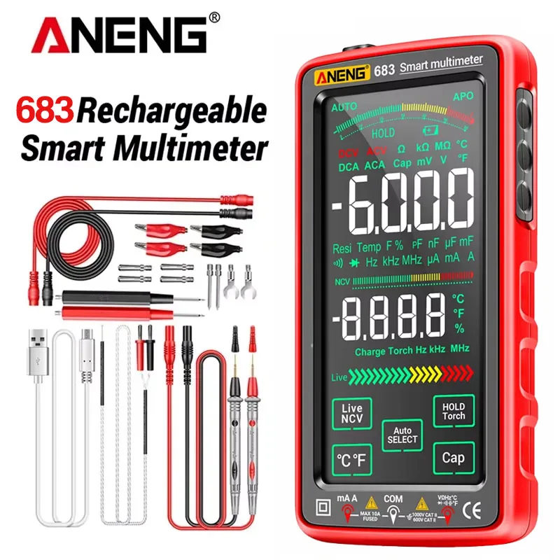 ANENG 683 Smart Multimeter High-end Touch 6000 Zählt Multimetro Test Wiederaufladbare Multitester AC/DC Spannung Tester Strom Werkzeug