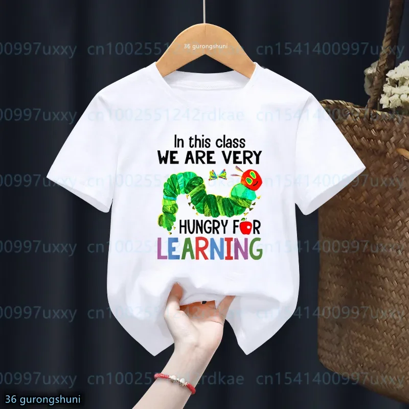 

New boys tshirt Funny Assorted Of The Very Hungry Caterpillar Cartoon Printed Infant Tshirt Summer Top Funny Toddler tshirt tops