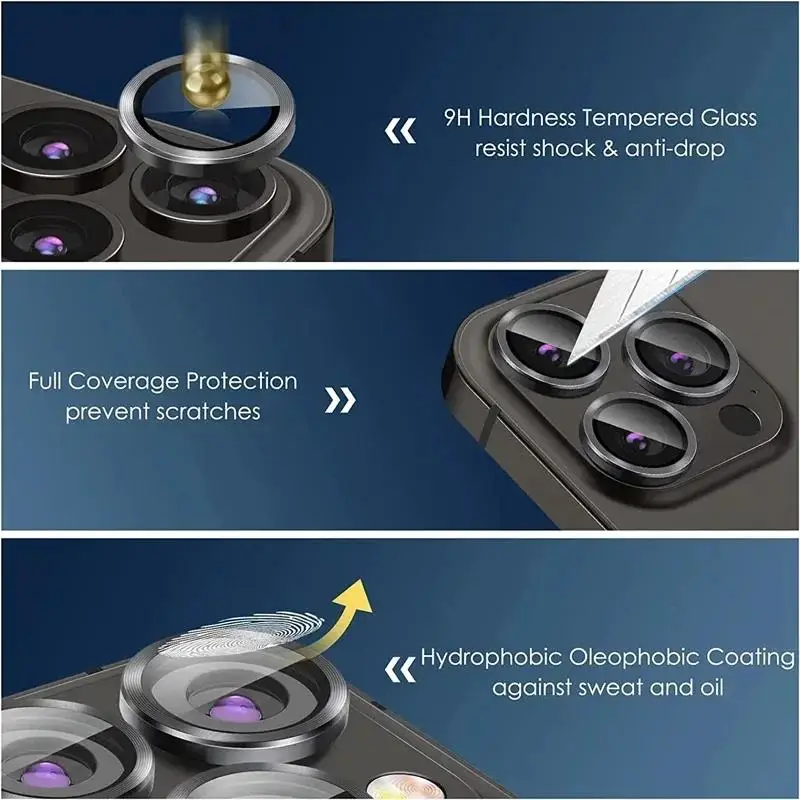 Diamond Rhinestone Metal Ring Camera Tempered Glass For iPhone 16 15 Plus 14 13 Pro Max 13 Mini Lens Glass Protector Accessories