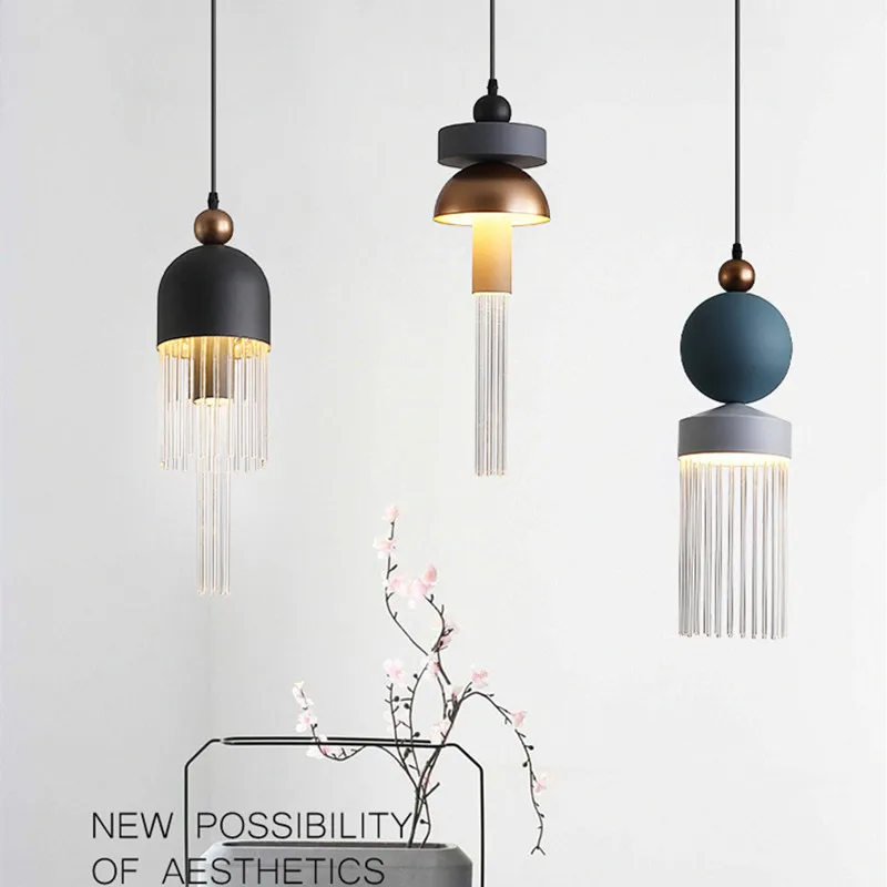 

Nordic LED Glass Luster Pendant Lamp Lights Romantic Hanging Lamps indoor Lighting Chandeliers Modern Restaurant Light Fixtures