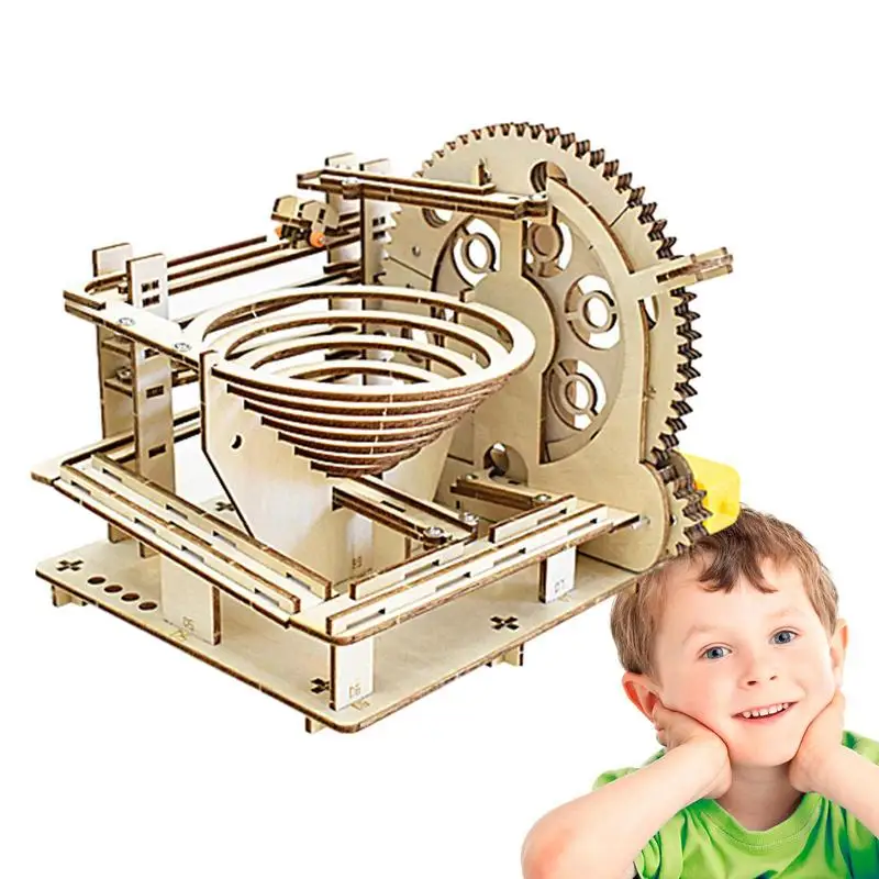 

3D Wood Puzzle Mechanical Track Ball Game Kits For Adults Teens Science And Technology Wooden Electric Track Roller Ball Gifts