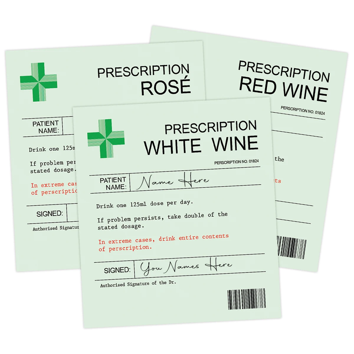6-Pack Prescription-Themed Wine Bottle Stickers – Funny Christmas & Holiday Vinyl L... - SKU TWBS1743 - UGI Packaging