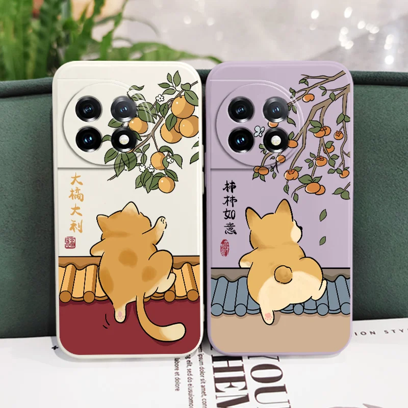 Adorable Animated Cat Liquid Silicone Phone Case