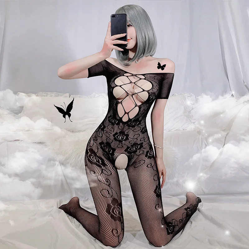 

Sexy Bodystockings Women Fishnet Open Crotch Catsuit Lingerie Erotic Bodysuit Sleepwear Crotchless Jumpsuit Porn Underwear