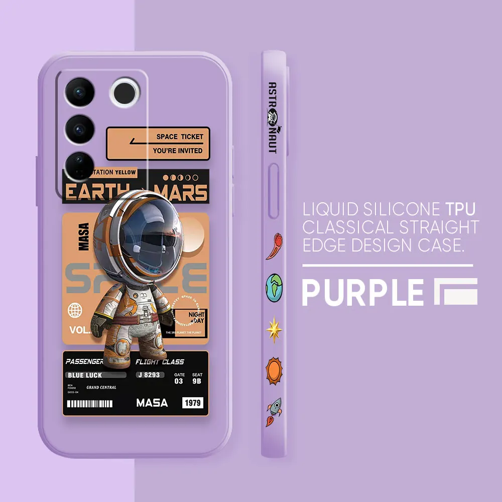 thumbnail image 1 of Case For VIVO S5 S6 S7 S9 S10 S15 S16 S16E T1 V15 V20 V23 PRO 5G Simple Liquid Silicone Case Stylish Luxurious Space Astronauts, 1 of 5
