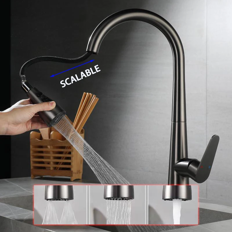 Kitchen Faucet Faucet Swivel 360 Degrees Flexible Pull Out Sink Stainless Steel Multi-Function Hot Cold Sprayer Accessories