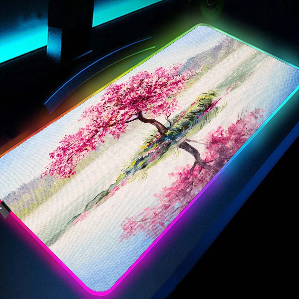 

Игровой коврик для мыши Peach Blossom RGB, коврик для мыши с аниме, коврик для мыши, игровые мячи, Настольный коврик, большой ПК, аксессуары для геймеров Lake Mat