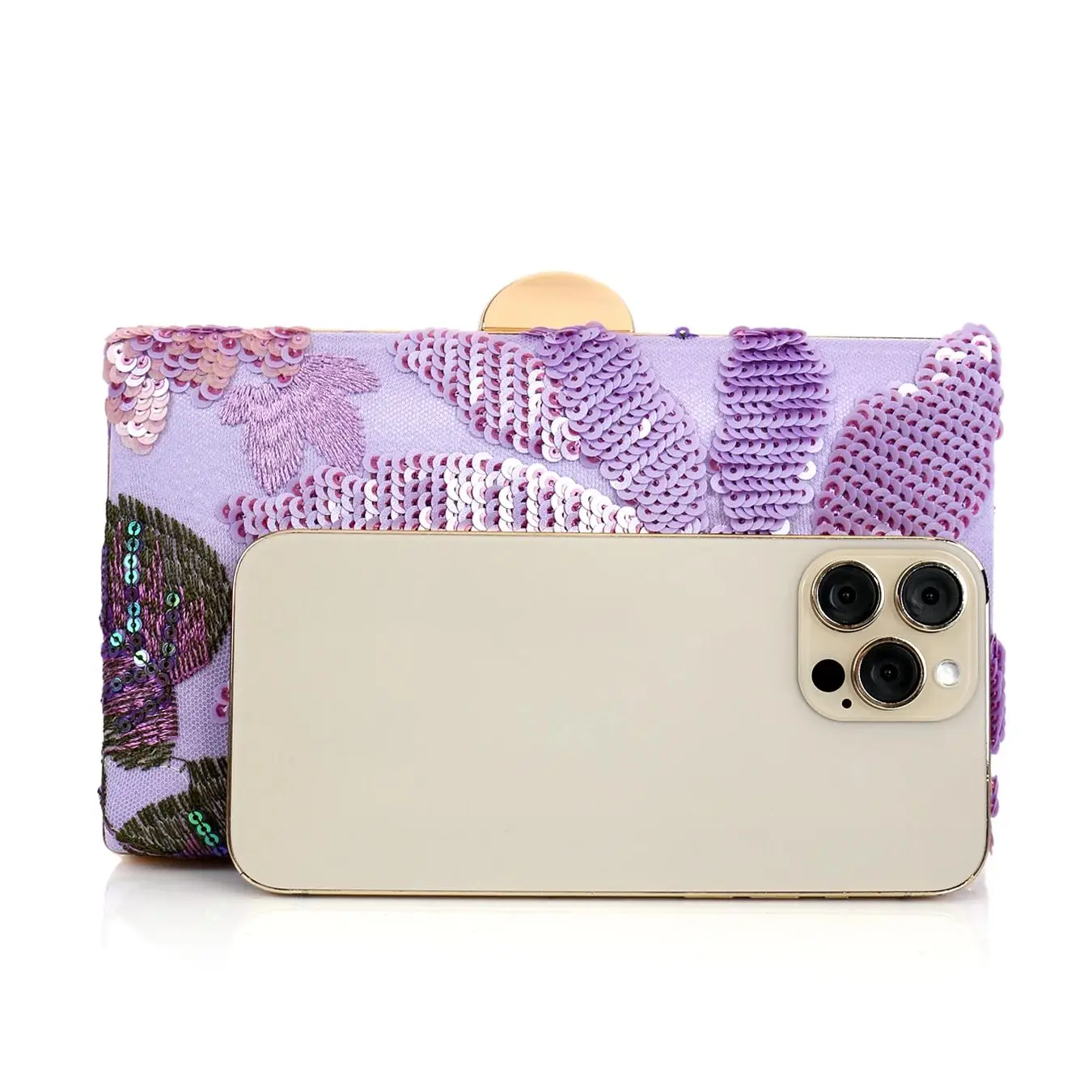 Purple Embroidered Ladies Square Box Bag for Parties