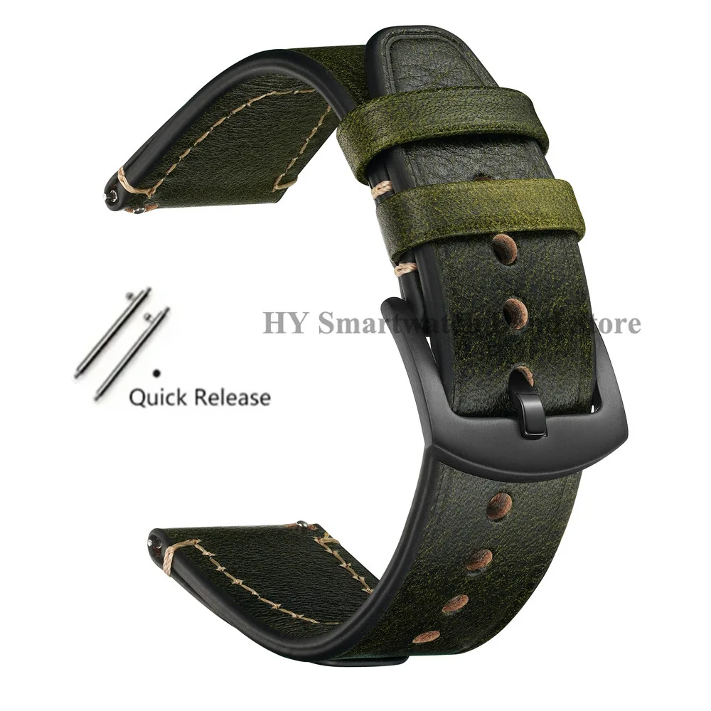 Vintage Leather Quick Release Waterproof Sport Wristband with Stitching Cowhide