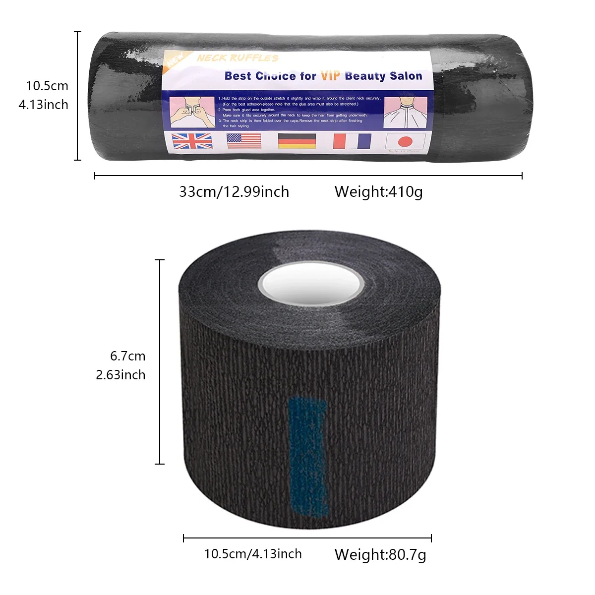 5 Roll/Pack Barber Professional Black Neck Paper Barber Disposable Tissue Collar Tapes Salon Hairdressing Necks Covering Tools