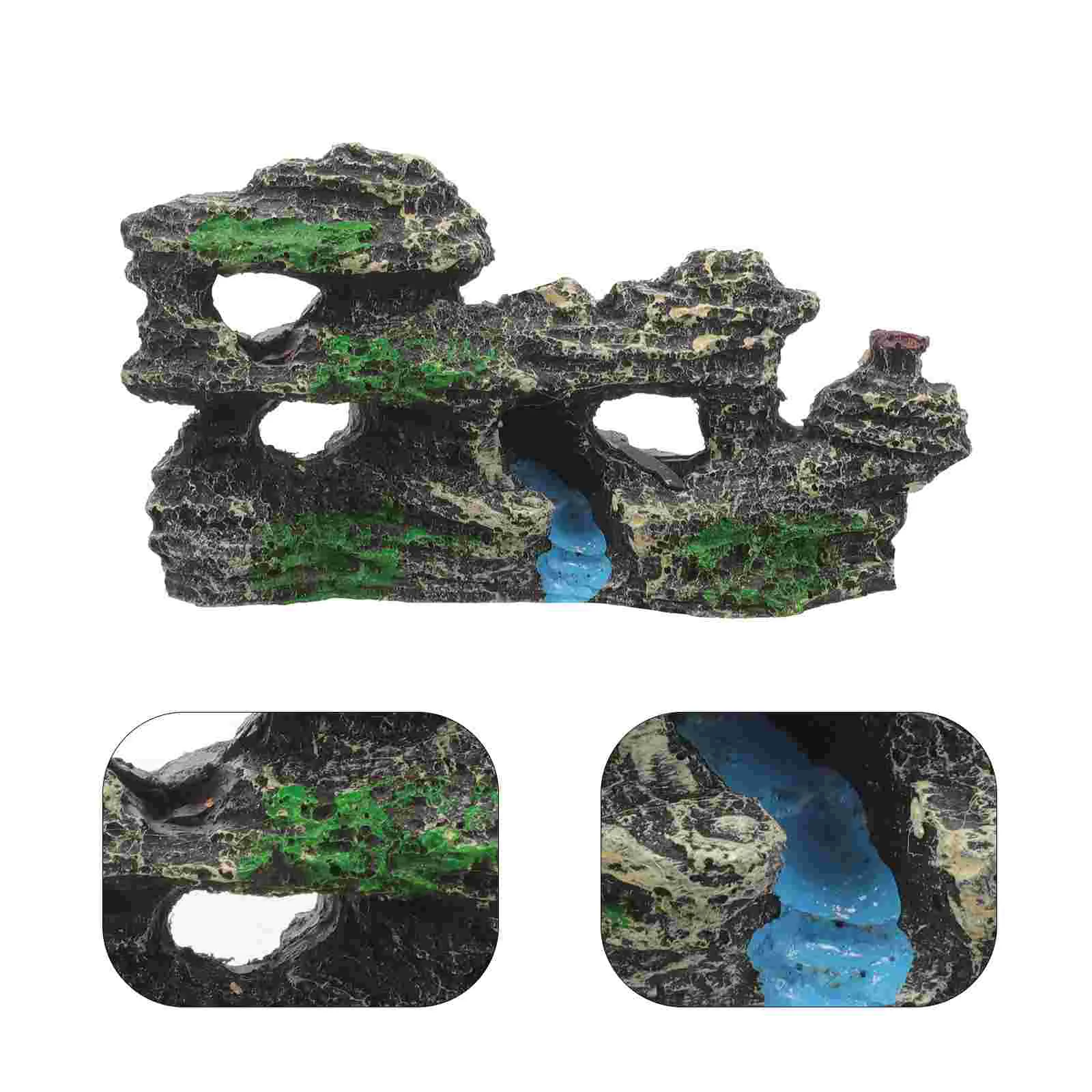 

Aquarium Rockery Ornament Resin Flowing Water Rockery Fish Tank Landscape Decor