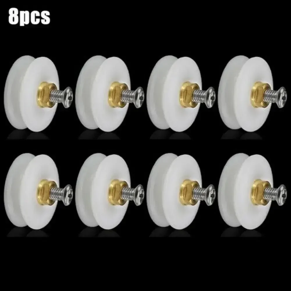 4/8pcs Shower Door Rollers Runners Wheels Replacement Part Bathroom Glass Shower Sliding Door Grooved 22mm Diameter