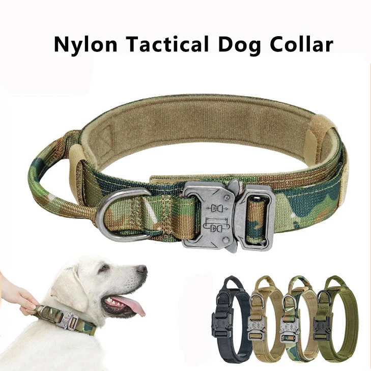 Nylon Tactical Dog Collar Handle Adjustable Durable Suitable for Medium Large Dogs Dogs Accessoires Pet Items dog collar pet collar