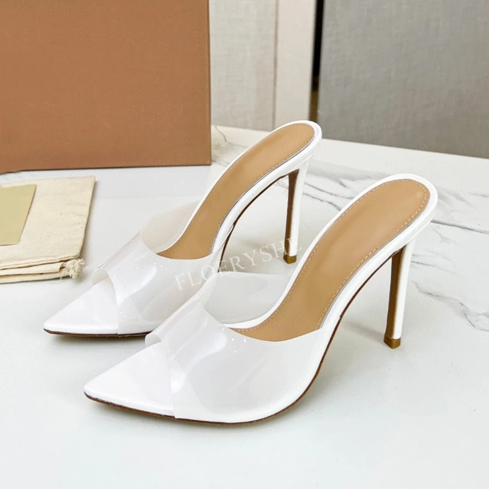 2024 Black Stiletto Pointed Toe Slippers New Arrival Women Thin High Heel Comfortable Party Solid Dress Shoes For Free Shipping