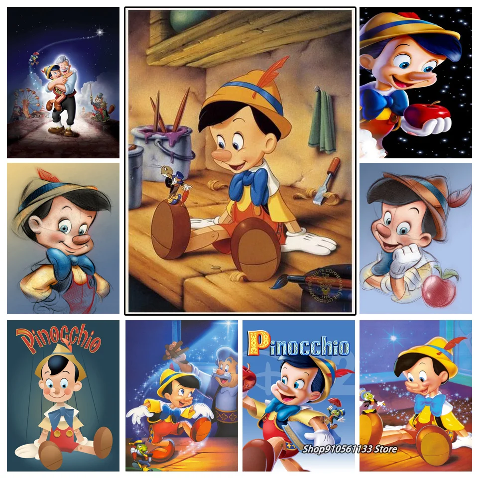 Disney Cartoon Movie Pinocchio Diy 5D Pittura Diamante Punto Croce Ricamo Completo Aneto Mosaico Decorazione Della Parete Regalo Di Compleanno Dsn142