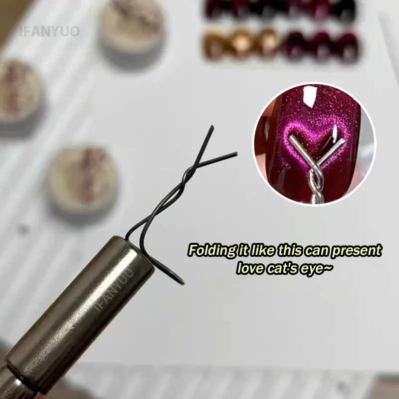 Love Heart Cat Eye Nail Magnet with Flexible Iron Wire Creating Precision Heart Ingot Shapes Magnetic Nail Art Tool