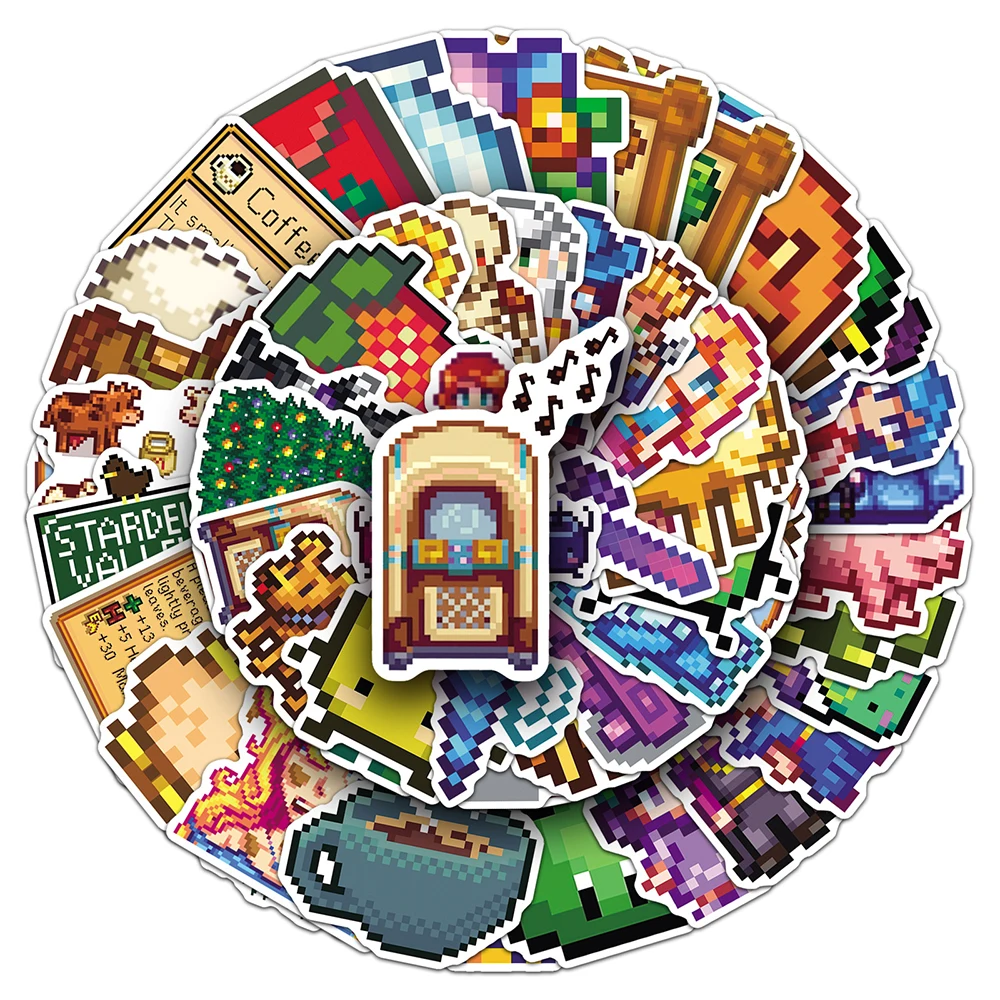 Colorful Cartoon Stickers Pack - Fun Pixel Game Designs for DIY Projects and Decorations