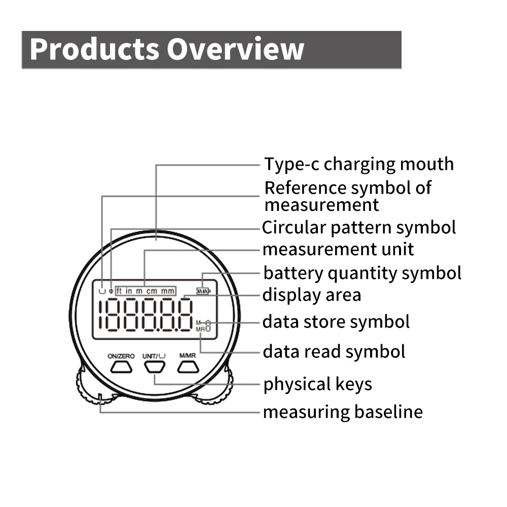 SHAHE Lcd Display Digital Ruler Type-C Electronic Tape Measure Rechargeable High Accuracy Handheld Length Measuring Tool tape measure digital tape measure
