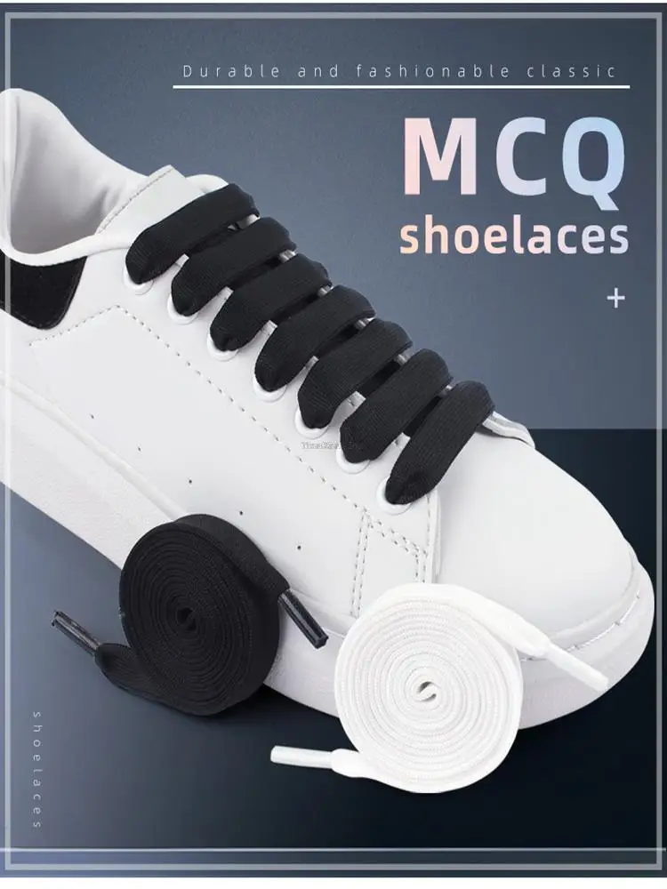 Nowe sznurowadła tęczowe MCQ klasyczne sznurowadła sznurówki z gradientem na co dzień białe buty płaskie sznurówki Unisex precyzyjne sznurki tkackie