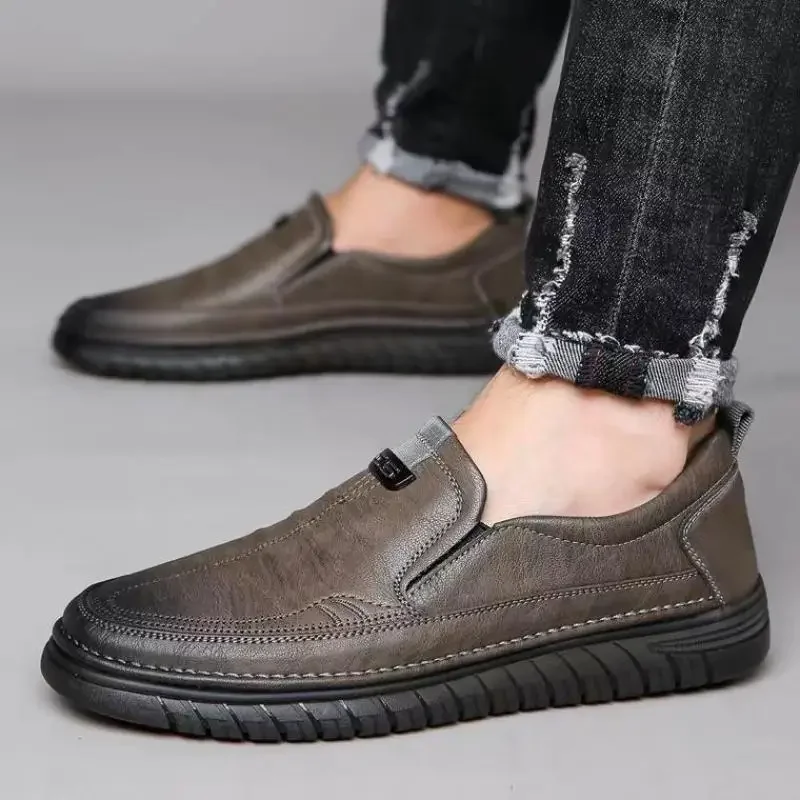 Cow Leather Shoes Men Business Casual Lightweight Soft Bottom Loafers Driving Flat Shoe Slip on Male Footwear Handmade