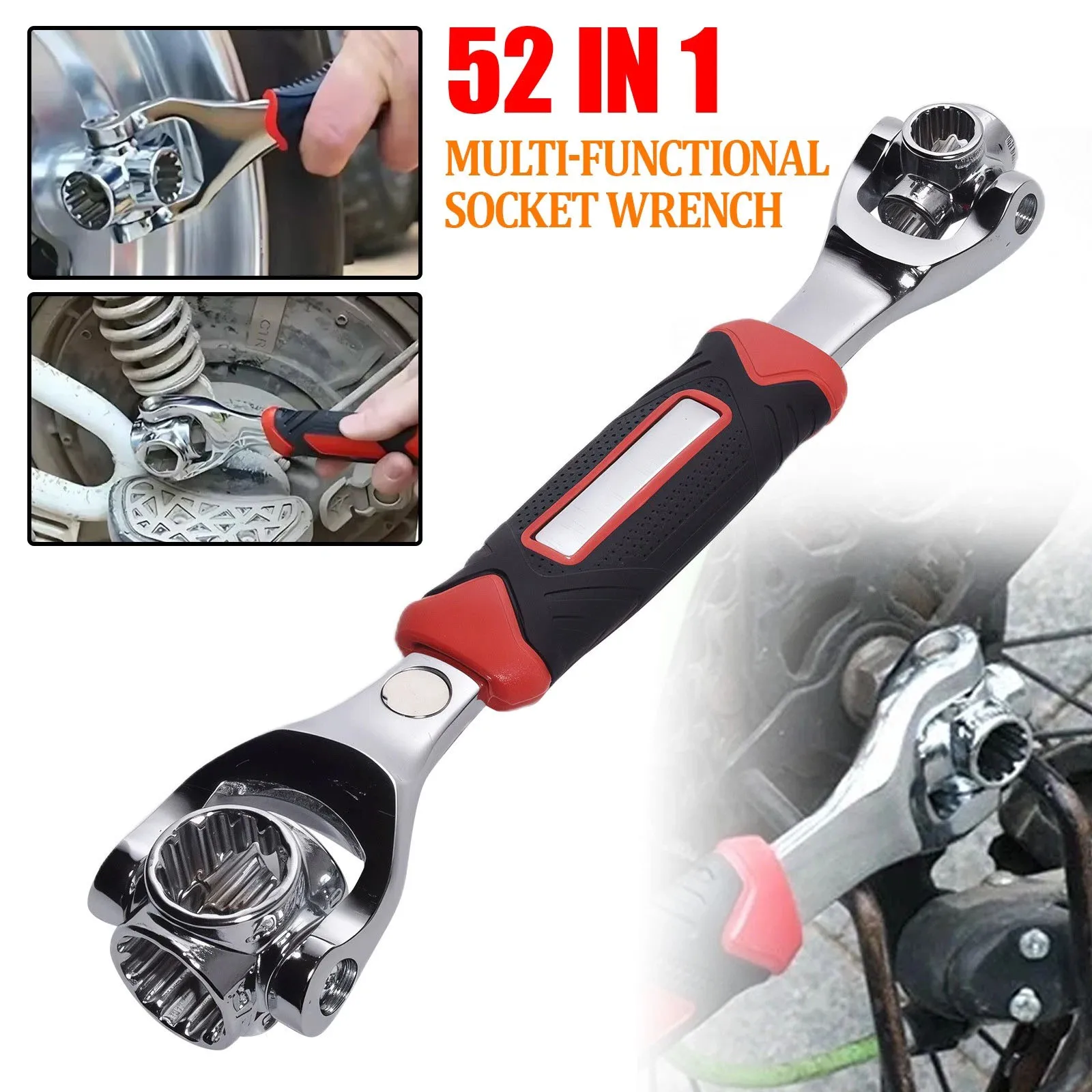 52 in 1 Universal Magnetic Ratchet Socket Multipurpose Wrench with 360 Degree Rotation Hand Spline Bolts Sleeve Works Multi-Tool
