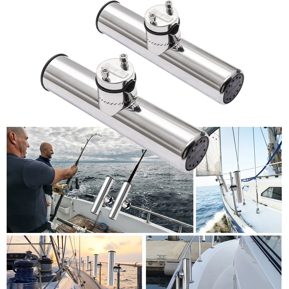 Boat Accessories marine stainless Boat Stainless Steel Clamp On Fishing Rod  Holder Rails 7/8'' to 1'' Tube yacht accessorie