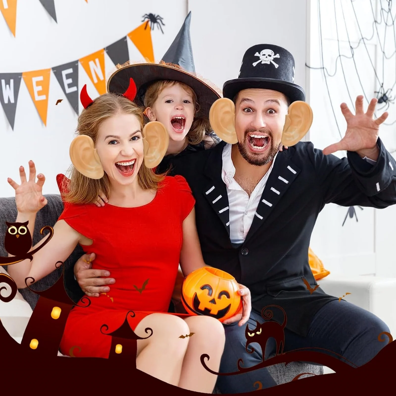 1PC Halloween Big Ear Props, Funny Costume Accessories for Family Party, Novelty Dress - Up Decor