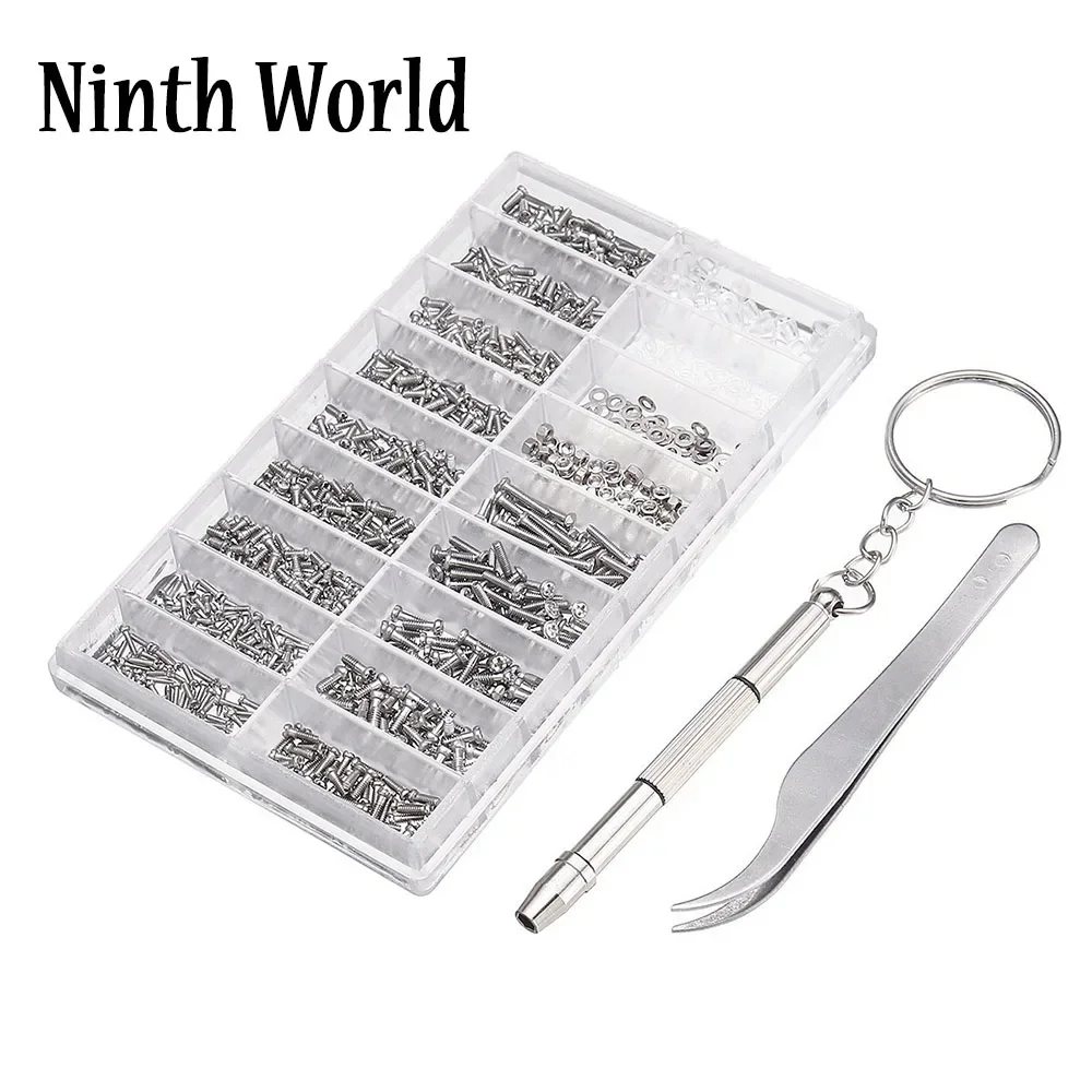 1000 Pcs Screws Nut Assortment + Screwdriver +Tweezers Glasses Optical Repair Tool Set For Watch/Eyeglass/ Sunglass/ Spectacles