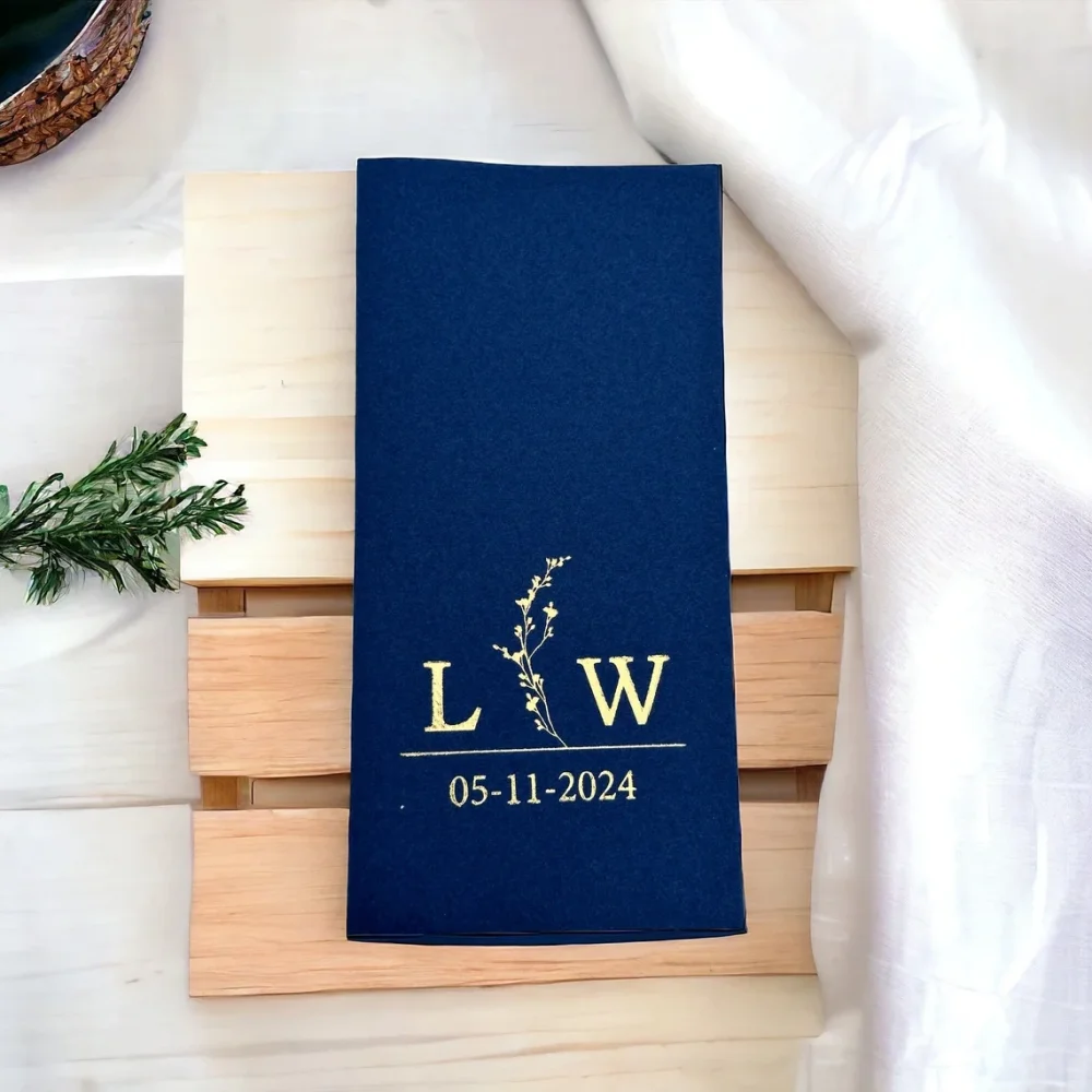 50 pcs Personalized Wedding Napkins,Wedding,Fabric Textured and Feels Like Linen,Servietten Hochzeit