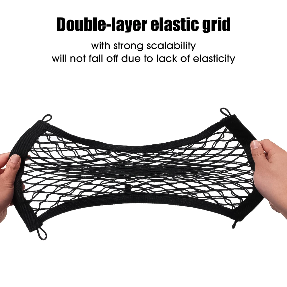 Dewkou Lot de 1 filet de rangement en maille noire pour camionnette, organiseur de coffre de voiture, universel pour la plupart des voitures (120 x 30 cm