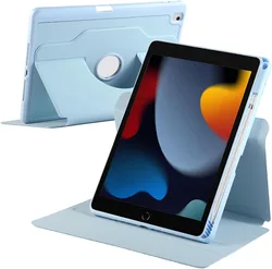 Heavy Duty Rotating Tablet Case with Pencil Holder and Kickstand - iPad Air 3 10.5 2019 (SKY Blue)