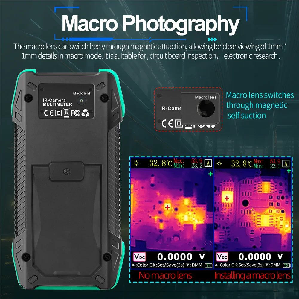 High Precision Infrared Thermal Imager ISR 240*240 Thermal Imaging Camera Magnetic Macro Lens for PCB Circuit HVAC Pipe Inspect