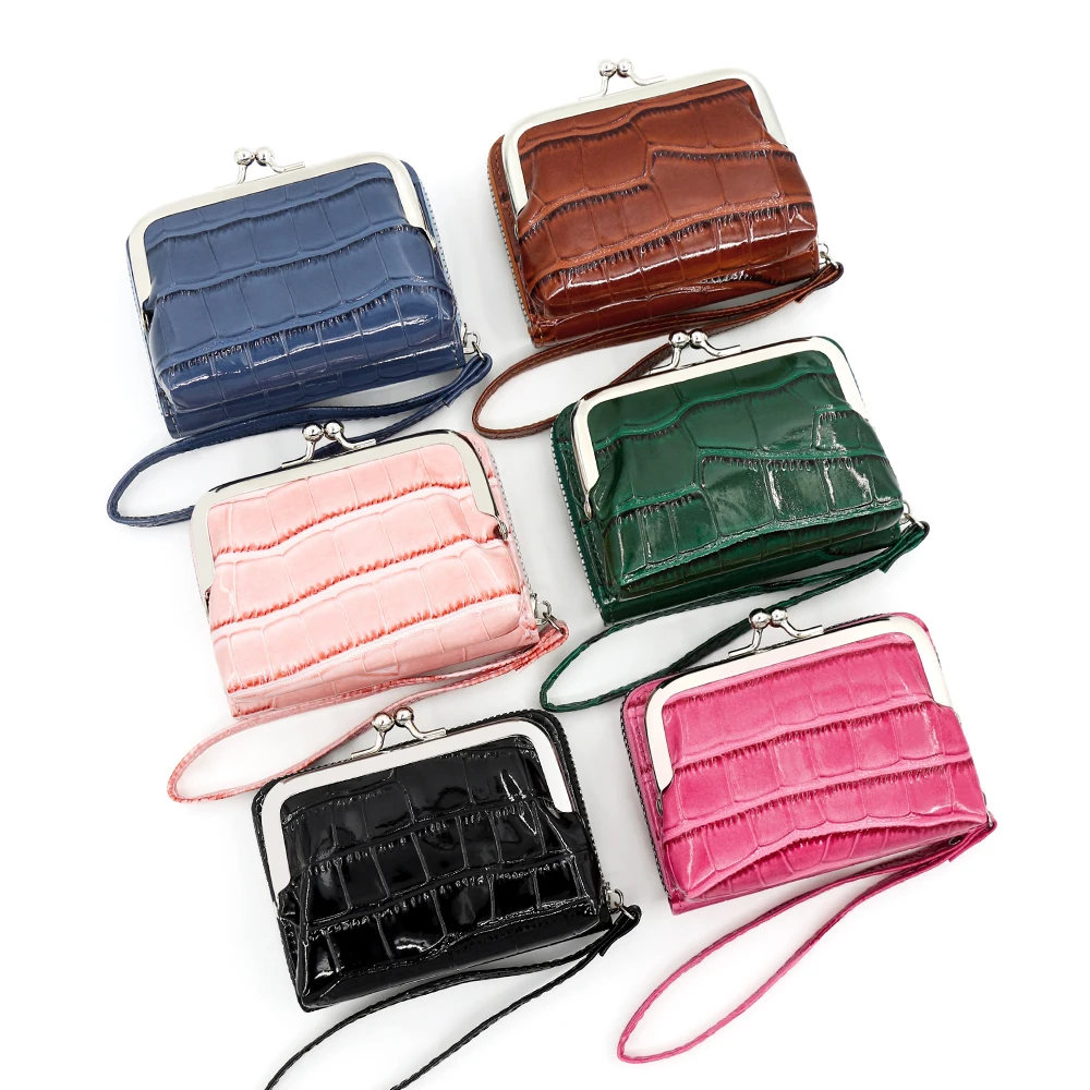 

Новый женский модный кошелек для мелочи, женская сумка для карт с перекрестными краями, кошелек для мелочи, сумка на молнии с зажимом, винтажный кошелек для нескольких карт