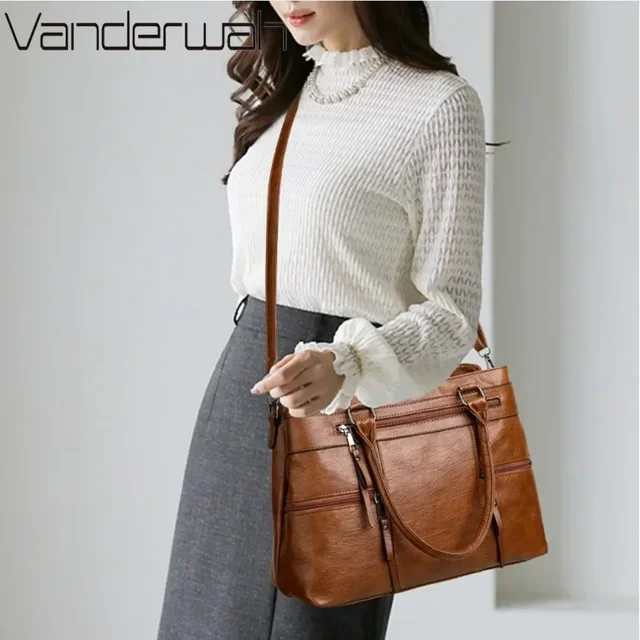 Elegant Handbag for Women High Quality Leather Top-Handle Bags Purse Ladies Shoulder Crossbody Bag Large Casual Tote 2025 Hot 3