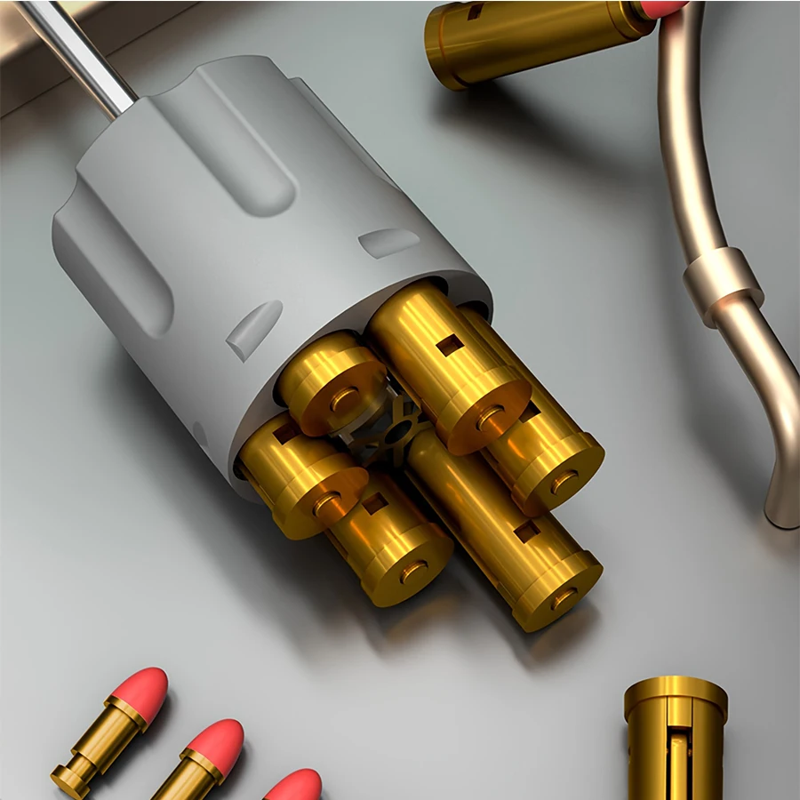 Revolver Toy Gun, Manual Firing, Soft Bullet, Shell Throwing Soft Bullet Gun Toy, Long Revolver Toy Gun (Containing 6 Bullets An 5
